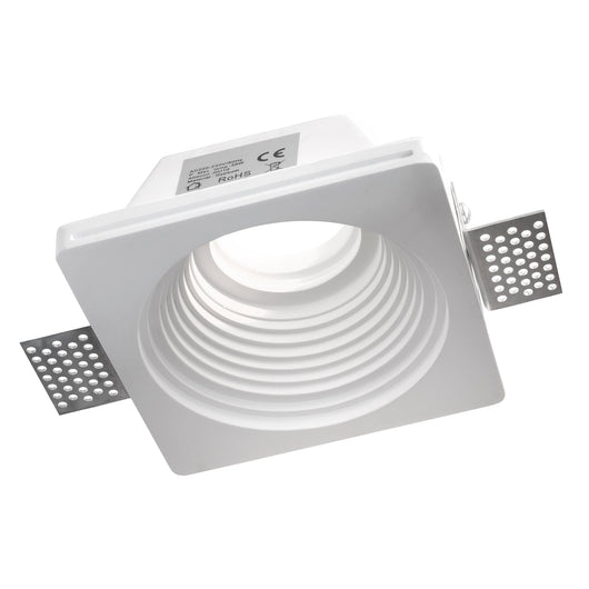 Portafaretto gesso incasso rotondo scomparsa supporto luci lampade GU10 12x12cm