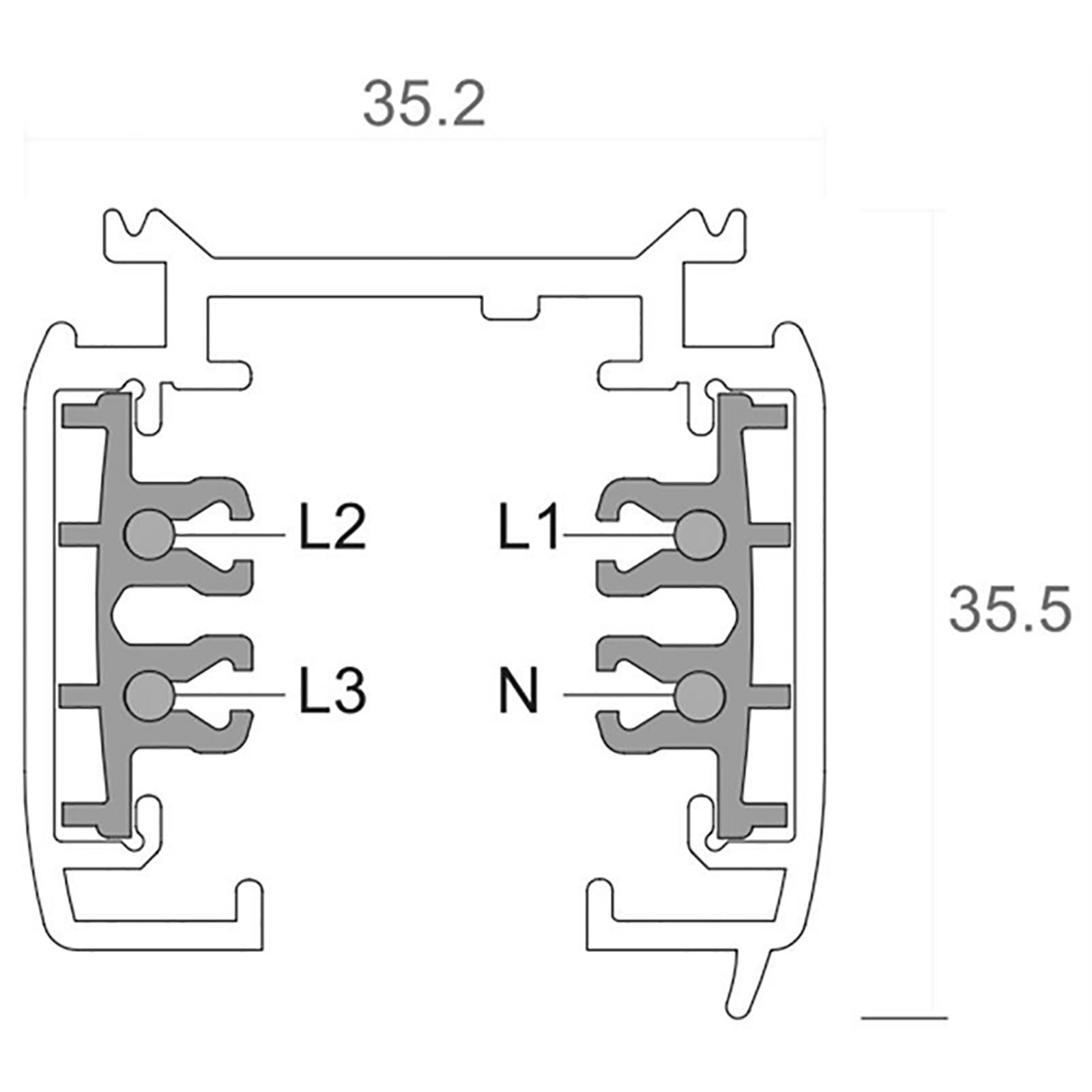 Binario Trifase da 2 metri 230V sistema di illuminazione per faretti trifase 3-Phase COLORE GRIGIO 2MT