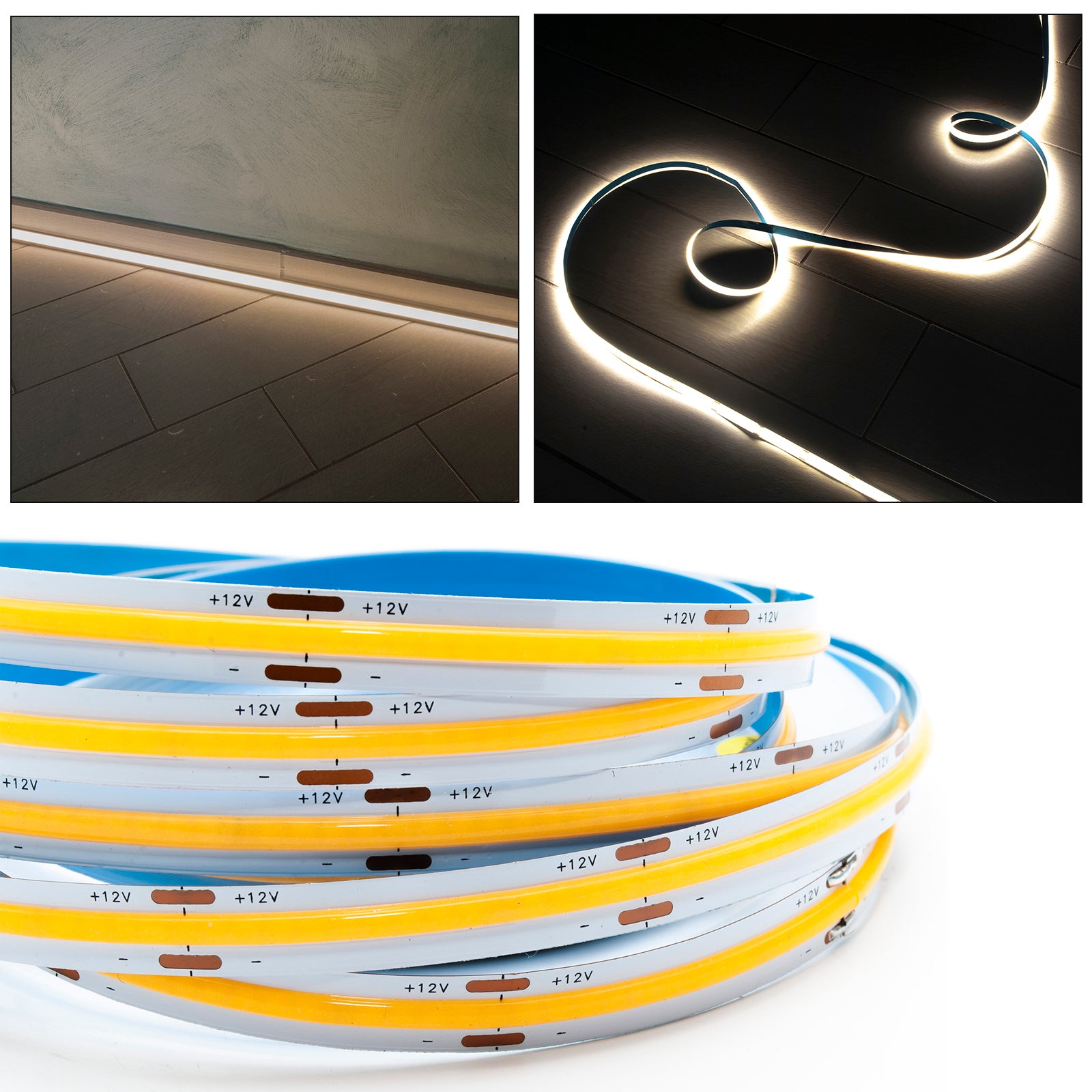 Striscia flessibile LED COB lineare lama luce continua profili 70W 12V 5M 7000lm 3000K