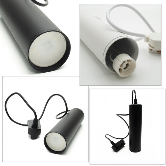 Lampada pendente LED binario monofase 8W GU10 RGB sospensione moderna negozio COLORE BIANCO