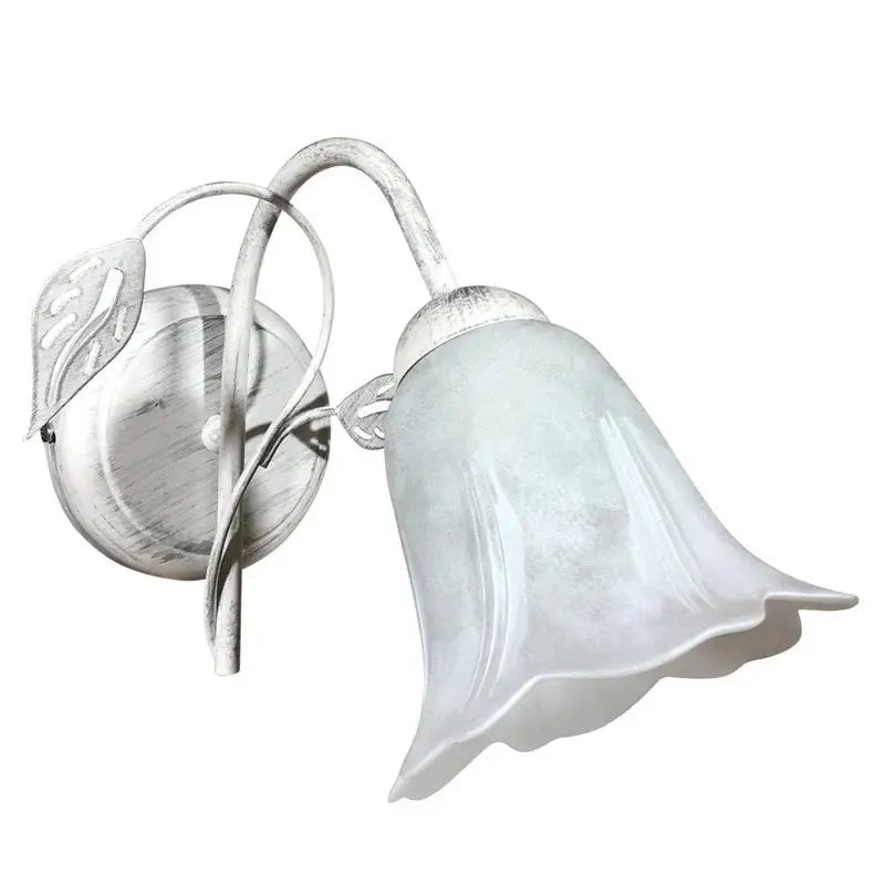 Applique Teresa 1 luce E14 bianco/argento con vetro spugnato bianco