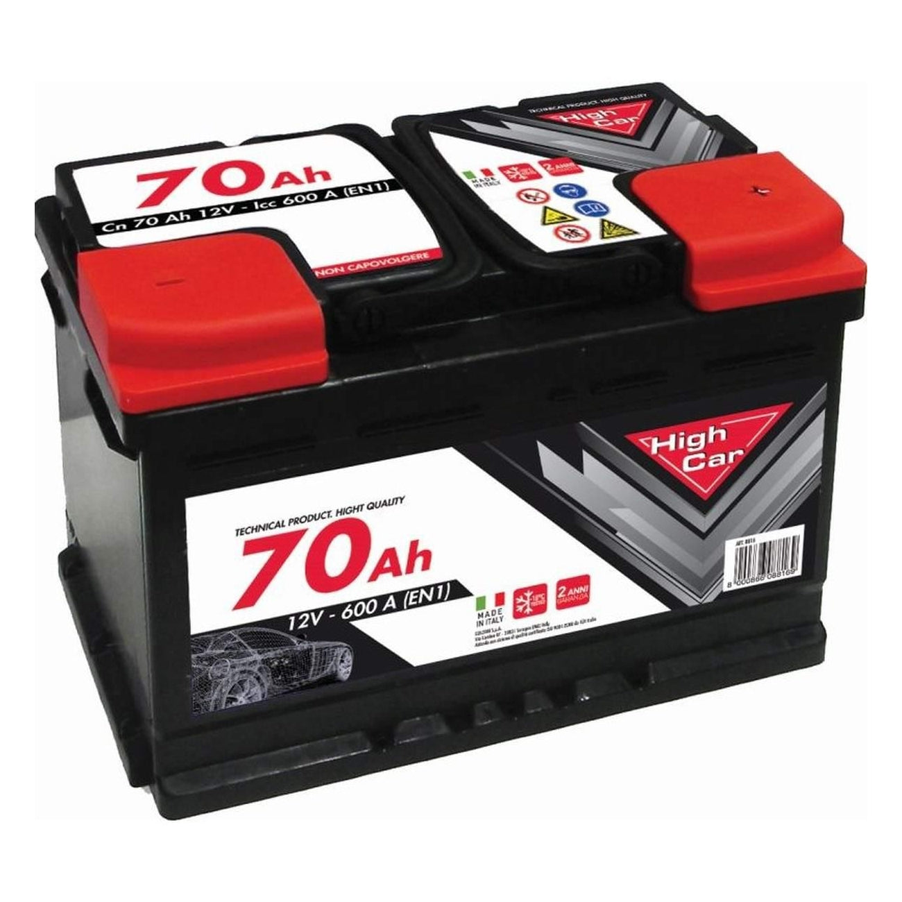 BATTERIA AUTO HIGH CAR 70AH 540A