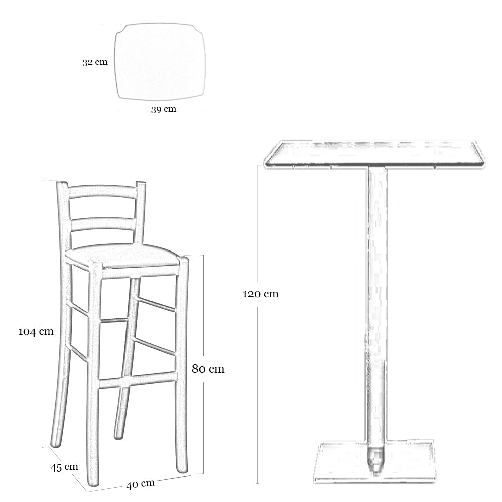Sgabello bar alto  legno chiaro con schienale h 80 cm seduta similpelle marrone