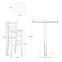 Sgabello alto da bar in legno noce chiaro h 80 cm con seduta in massello