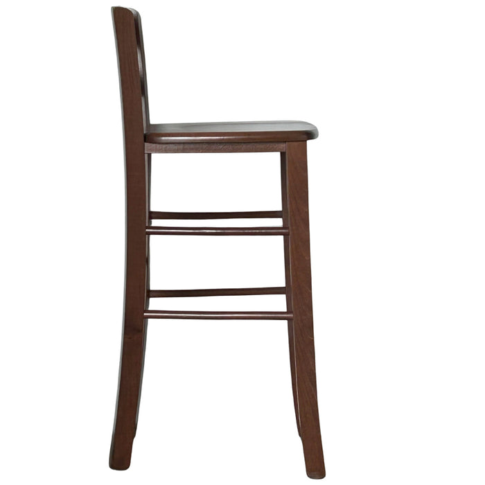 Sgabello di legno con schienale h66 cm con manico con seduta massello noce