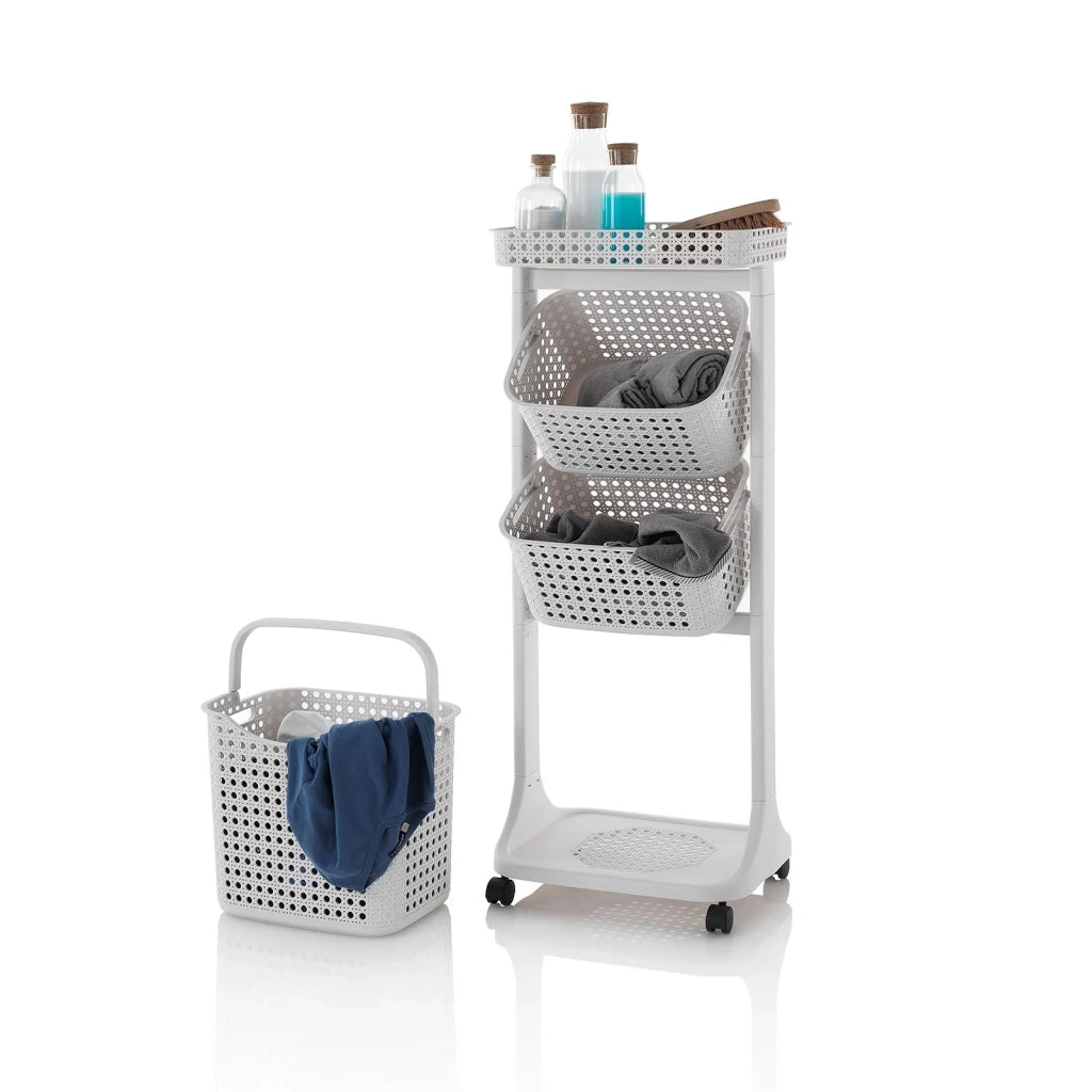 Carrello lavanderia 3 cesti LINO beige