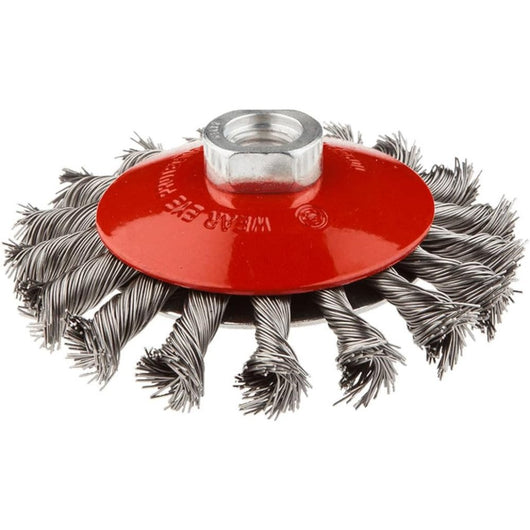 Topex 57h589 spazzola conica, pu punta inclinata, 100 mm x m14 ds