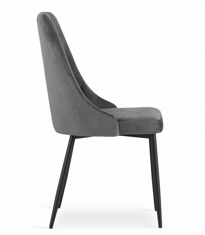 Sedia VALORA IMOLA - Design ergonomico moderno in velluto grigio scuro x 3