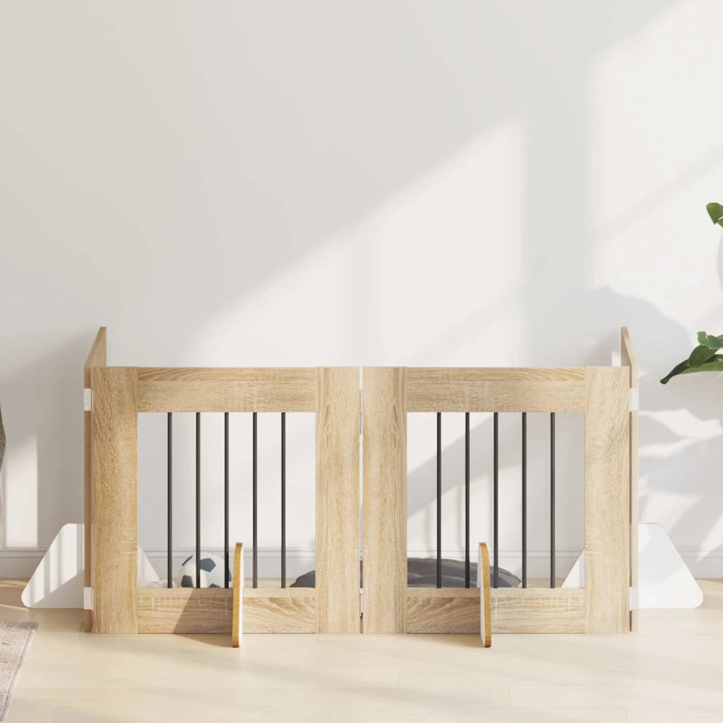Cancello per cani con supporti 4 pcs Rovere Sonoma 60 x 60 cm 892152