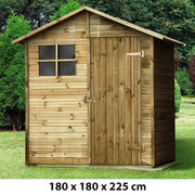 Casetta Box Capanno in Legno per Attrezzi con Porta e Finestra 180X180X225Cm