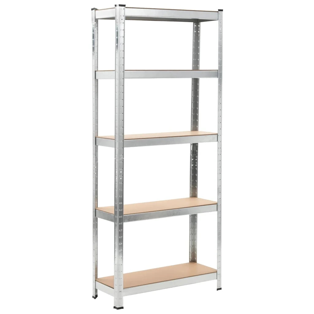 Set di 3 robusti scaffali portaoggetti per attrezzi da officina/garage in acciaio zincato e MDF 172 cm argento 02_0000719