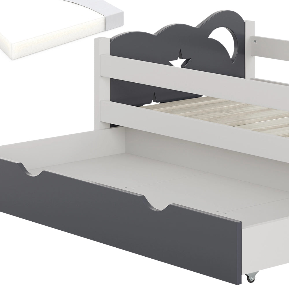 Vitalispa Letto per bambini Grigio 70x140 cm con cassetto e materasso