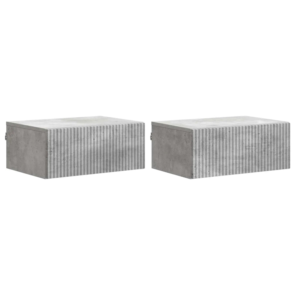 Mobiletto da notte a muro con cassetto 2 pcs Grigio Cemento