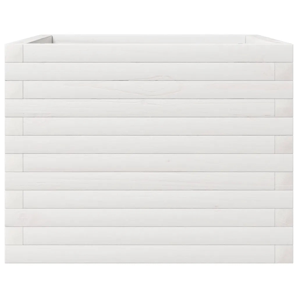 Fioriera da Giardino Bianca 60x60x45,5cm Legno Massello di Pino