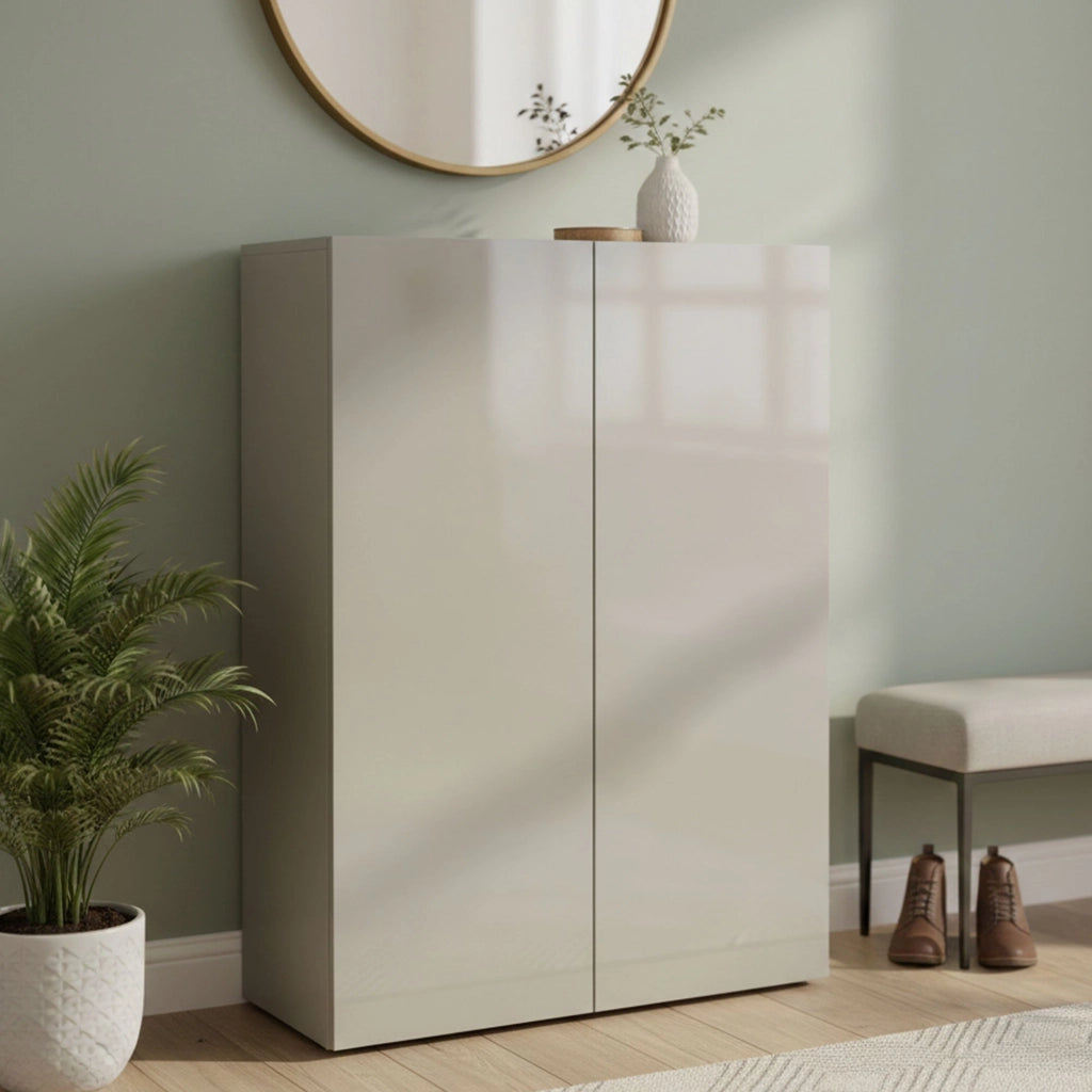 Scarpiera Liberata, Mobile portascarpe, Armadio da ingresso multiuso, Mobiletto per calzature, Made in Italy, 80x34h115 cm, Grigio
