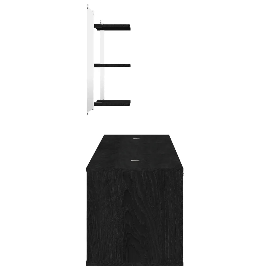 Set Mobili da Bagno | Armadio da bagno 6 pz Nero in Legno Multistrato