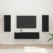 Set mobile TV Montaggio a parete 2 pz-Credenza per TV Nero Legno multistrato