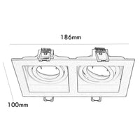 Portafaretto rettangolare incasso doppia lampada luce soffitto GU10 GU5.3 MR16  COLORE BIANCO