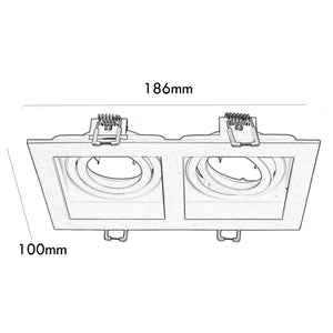 Portafaretto rettangolare incasso doppia lampada luce soffitto GU10 GU5.3 MR16  COLORE BIANCO