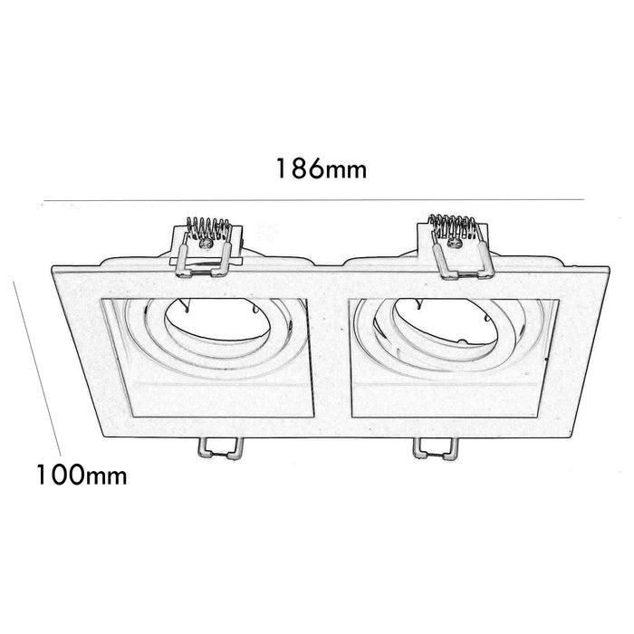 Portafaretto rettangolare incasso doppia lampada luce soffitto GU10 GU5.3 MR16  COLORE BIANCO