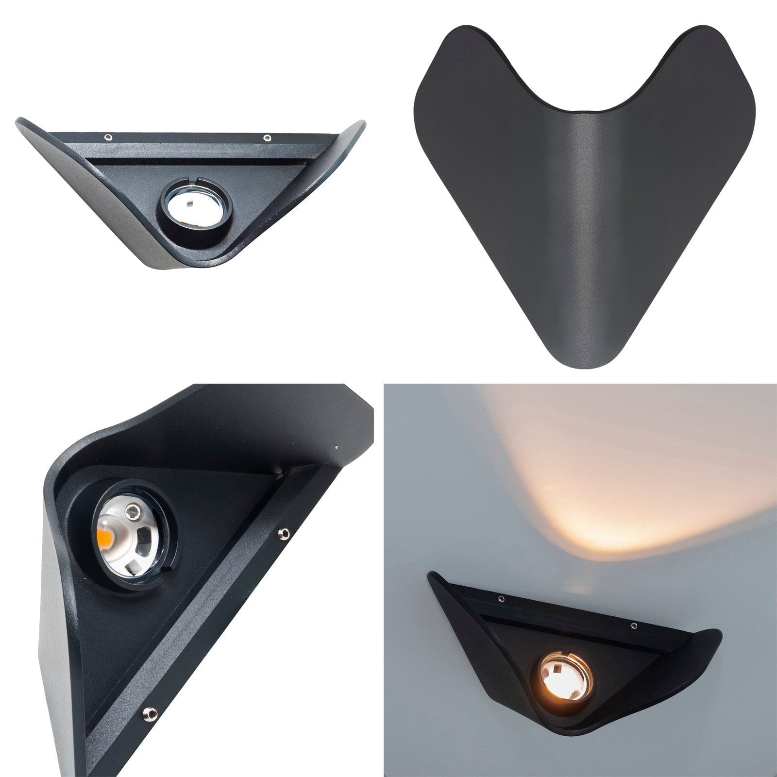 Applique moderno per esterni LED 12W IP65 luce ingresso parete muro facciata negozio NERO 4000K