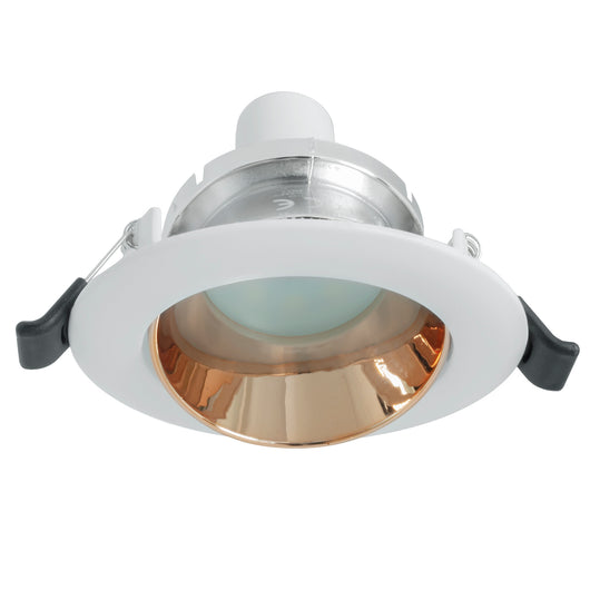 Faretto LED incasso tondo orientabile 10W GU10 luce soffitto cucina ingresso corridoio negozio 230V foro 75mm COLORE ORO 4000K