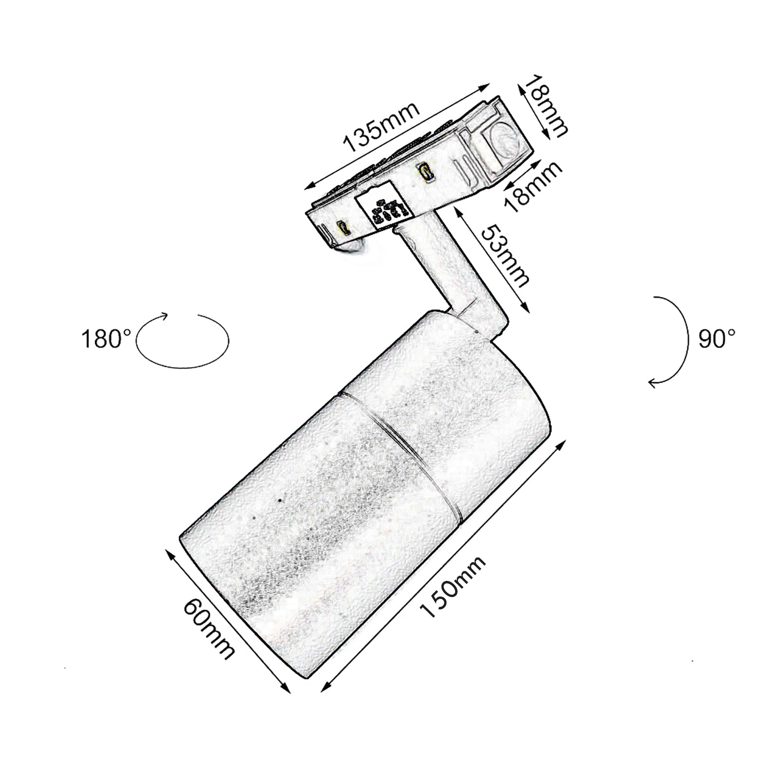 Faretto spot track binario magnetico nero LED 20W luci vetrina negozio 48V dimmerabile CCT luce 3000K 4000K 6400K