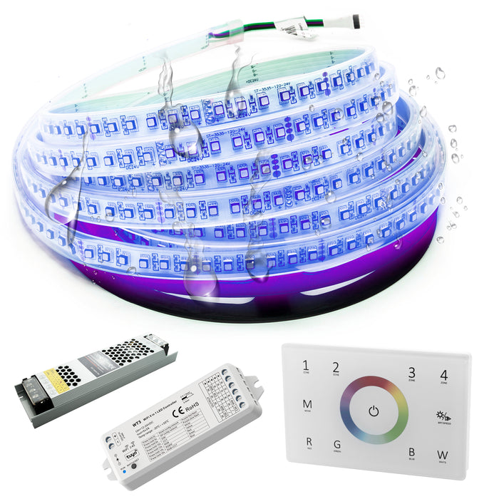 KIT striscia LED RGB 24V IP67 SMART WiFi cromoterapia pannello RF box doccia bagno turco Google Alexa