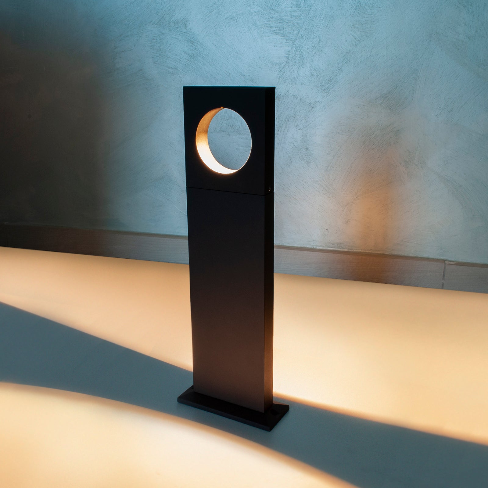 Lampione LED 12W moderno cerchio palo 50cm esterno IP65 luce giardino cortile viale 230V COLORE NERO 3000K