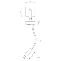 Lampada lettura LED 2W braccio flessile 360 gradi luce parete camera letto hotel albergo 230V BIANCO