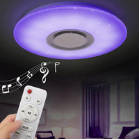 Plafoniera musicale LED 62W RGB dimmerabile luce soffitto cassa bluetooth smartphone APP telecomando IR