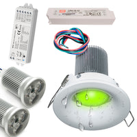 Faretti IP65 cromoterapia incasso box doccia sauna LED 18W 12V RGB KIT 2pz controller WiFi centralina Alexa Google TONDO