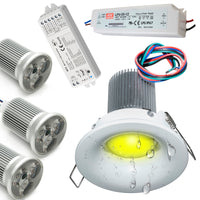 KIT 3 faretti cromoterapia LED RGB IP65 incasso box doccia 27W 12V centralina smart WiFi google alexa sauna TONDO