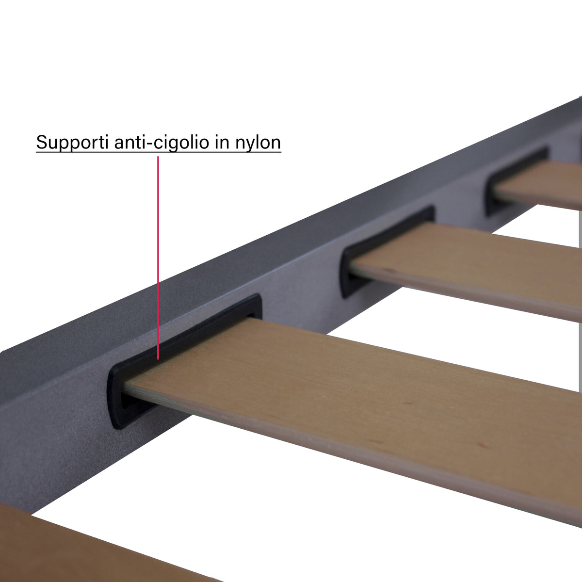 Rete in Ferro con Piedi e Doghe in Legno cm 160x200 H35 per materasso Matrimoniale