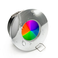 Faretto incasso cromoterapia IP65 LED 6W GU10 box doccia lampada luce multicolore 230V RGB 6000K COLORE SILVER CROMATO