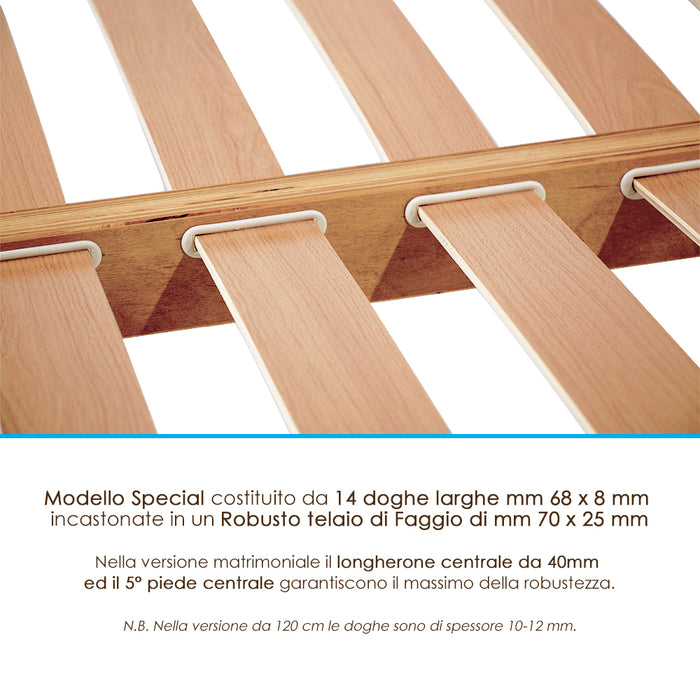 Rete Ortopedica per materasso 120x185 Alta 47 cm Letto una Piazza e Mezza in legno di faggio 