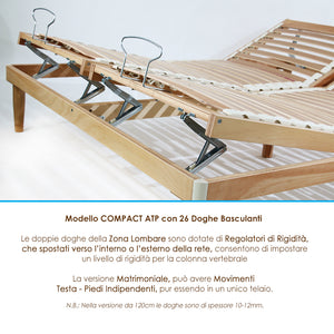 Rete Singola 80x190 h42 cm Alzata Manuale Letto in legno di faggio 26 doghe basculanti