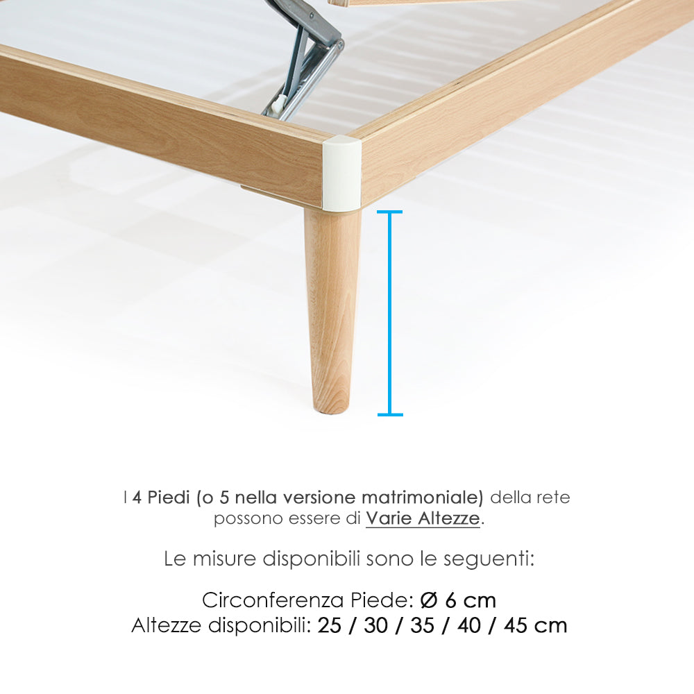 Rete Ortopedica per materasso 85x190 Alta 47 cm Letto Singolo da una piazza in legno di faggio ATP