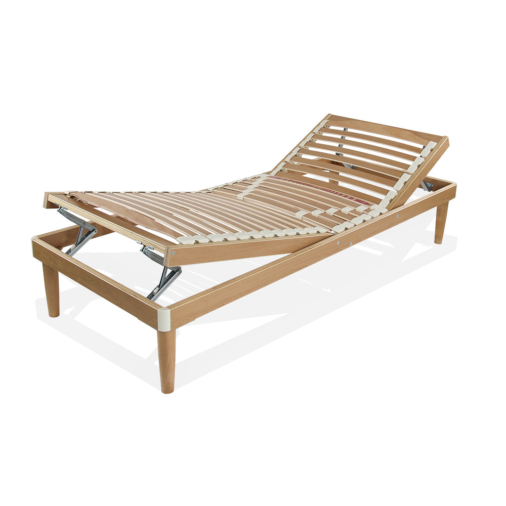 Rete letto in legno 90x200 h 52 cm Singola con 26 doghe Faggio Oscillanti Alzata manuale