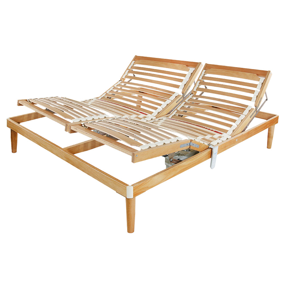 Rete da Matrimoniale Francese  155x190 h42 cm Alzata Motorizzata per Letto Doghe Legno di faggio Basculanti Elettrica