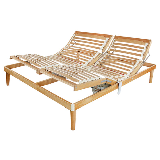 Rete Ortopedica a doghe in Legno di Faggio 140x200 Matrimoniale Francese Alto 37cm Alzata Testa Piedi Elettrica