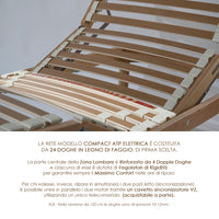 Rete letto una piazza e mezza in legno 130x190 h52 cm 24 Doghe Faggio Oscillanti Alzata Elettrica Motorizzata