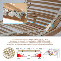 Rete Ortopedica per materasso 155x190 h47 Letto Matrimoniale Francese Elettrico in legno di faggio ATP Motorizzata