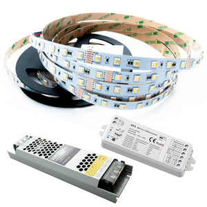 KIT Striscia LED 100W 24V luce multicolore RGB CCT da 3000K-6000K centralina WiFi SMART Alexa GoogleAPP sound control 5m