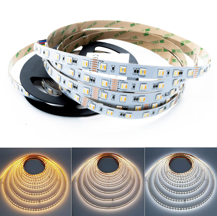 KIT Striscia LED 100W 24V luce multicolore RGB CCT da 3000K-6000K centralina WiFi SMART Alexa GoogleAPP sound control 5m