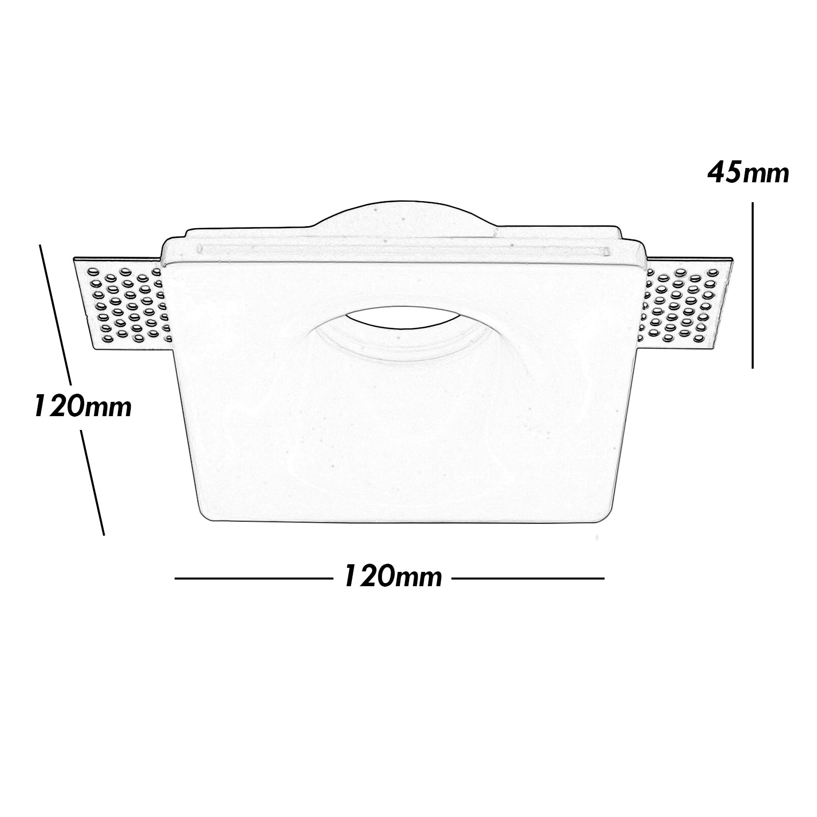 Portafaretto moderno gesso incasso quadrato scomparsa luce soffitto supporto lampade GU10 GU5.3 12x12cm