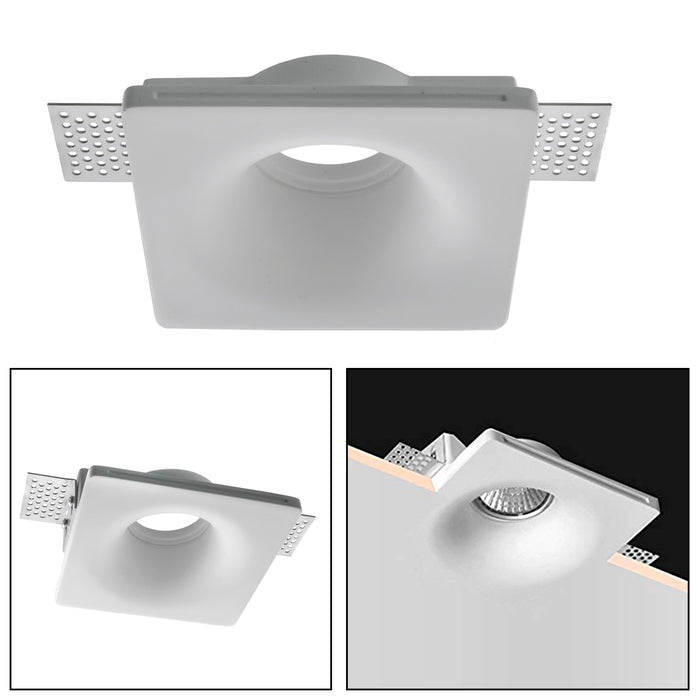 Portafaretto moderno gesso incasso quadrato scomparsa luce soffitto supporto lampade GU10 GU5.3 12x12cm
