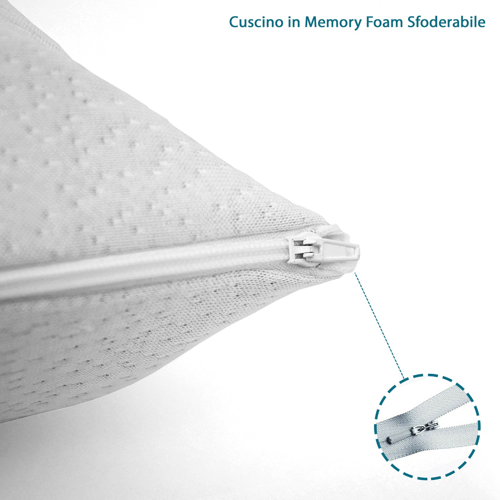 Qualydorm Coppia Cuscino Ortopedico in Memory Foam per Cervicale Fodera Anti Batterica Sfoderabile 40x70 H15