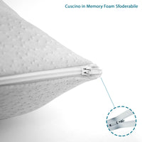 Qualydorm Coppia Cuscino Ortopedico in Memory Foam per Cervicale Fodera Anti Batterica Sfoderabile 40x70 H15