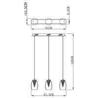 Lampada sospensione 3 luci LED 16W 3000K pendente lampadario vetro tavolo cucina bar ristorante 230V